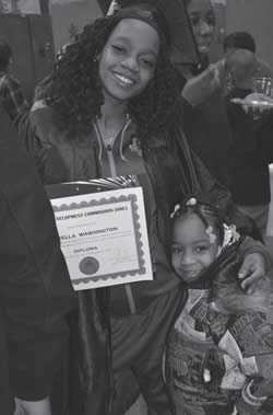Corella Washington celebrates her graduation from SDC’s GED/HSED program with her daughter.