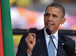 Obama speaks at Nelson Mandela memorial service