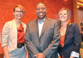 Community leaders lead discussion on race at First Unitarian April 24: (L-r) Annette Miller, Alex Gee, and Erica Nelson