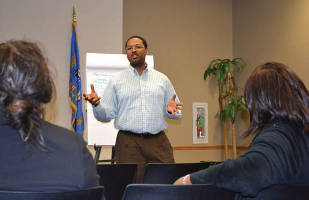Milwaukee Alderman Ashanti Hamilton takes part in the SDC Youth and Poverty Public Forum at Hillside Family Resource Center