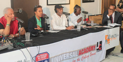 From left to right Oshi Adelabu Senator Lena Taylor, Eric Von, Jason Fields and Rahim Islam