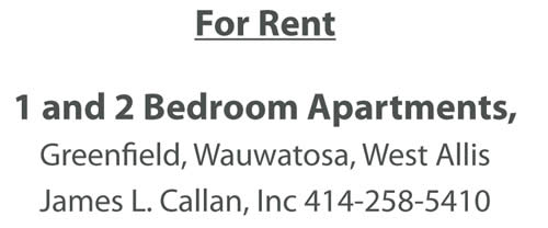 For Rent: 1 and 2 Bedroom Apartments
