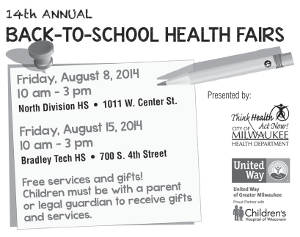 City of Milwaukee Health Department Announces Dates and Locations for Annual Back-to-School Health Fairs
