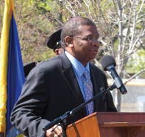 Bishop McClelland, Pastor of Holy Cathedral, Church of God In Christ offered the Invocation. Photo by Karen Stokes