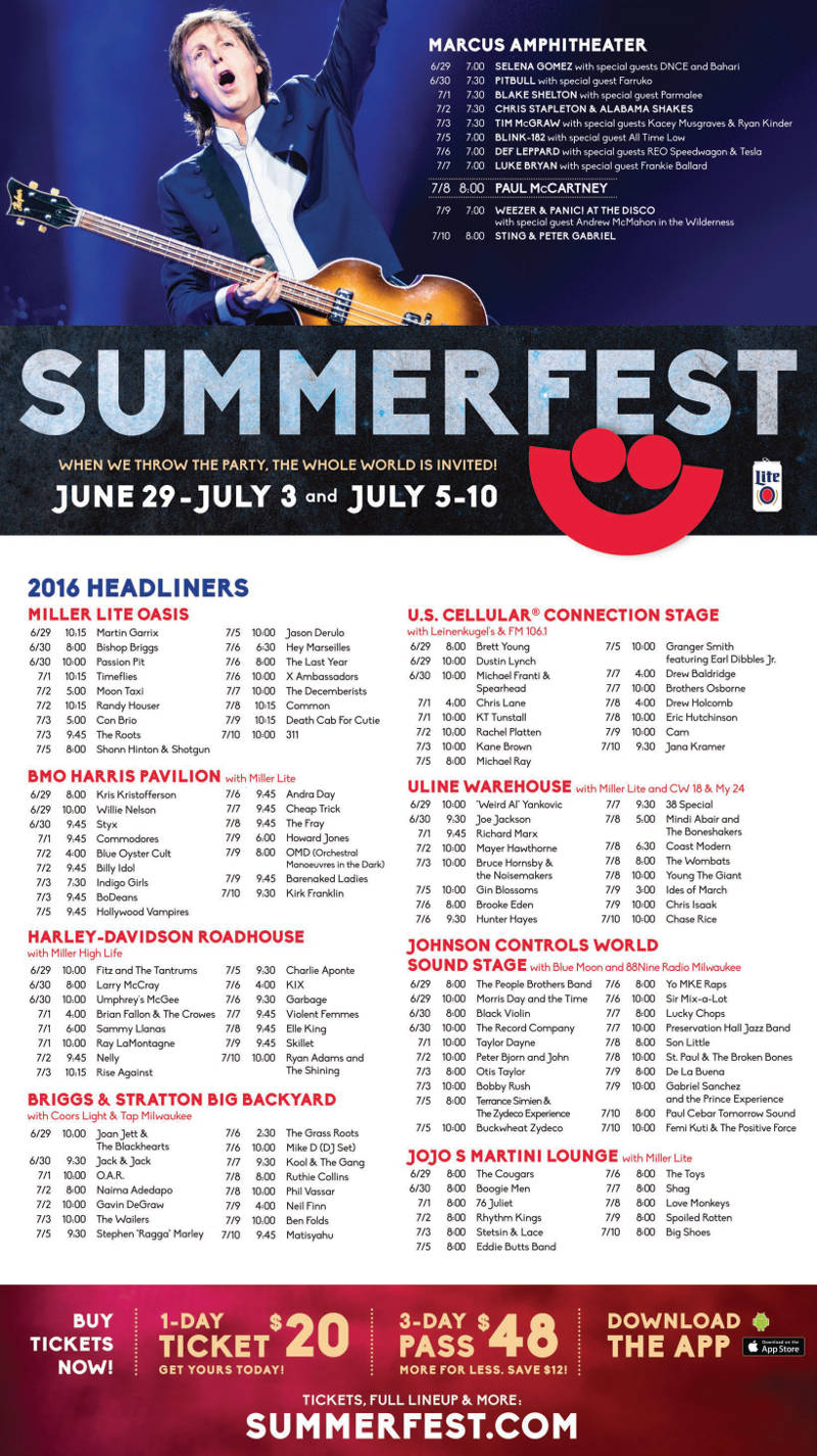 Summerfest 2016 Headliners Milwaukee Courier Weekly Newspaper
