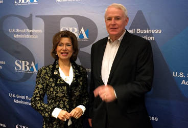 Mayor Tom Barrett and SBA Administrator Maria Contreras-Sweet during the StartSmart website launch. (Photo by Dylan Deprey)