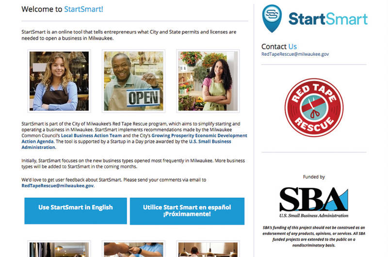 A screen shot of the StartSmart application on the City of Milwaukee website. (Photo by Dylan Deprey)