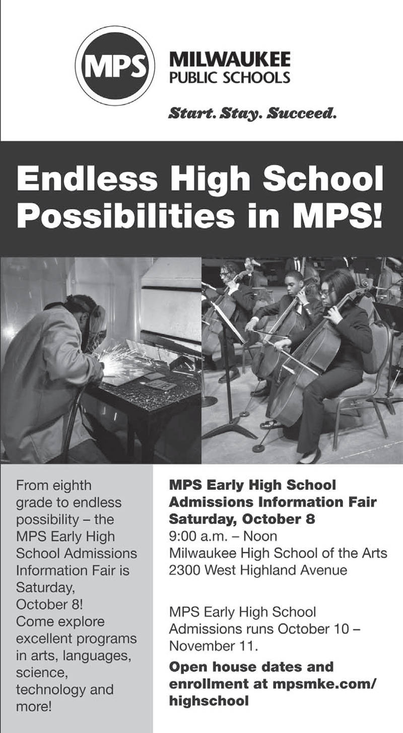 MPS Early High School Admissions Information Fair Oct 8 - Milwaukee