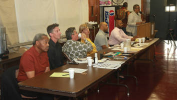The forumn was moderated by Martha Love, and the panel consisted of Ralph Hollman, Mark Kessenich, India McCanse, Sen. Tammy Baldwin, Earl Buford and Tim McMurtry II. (Photo by Robert Bell)