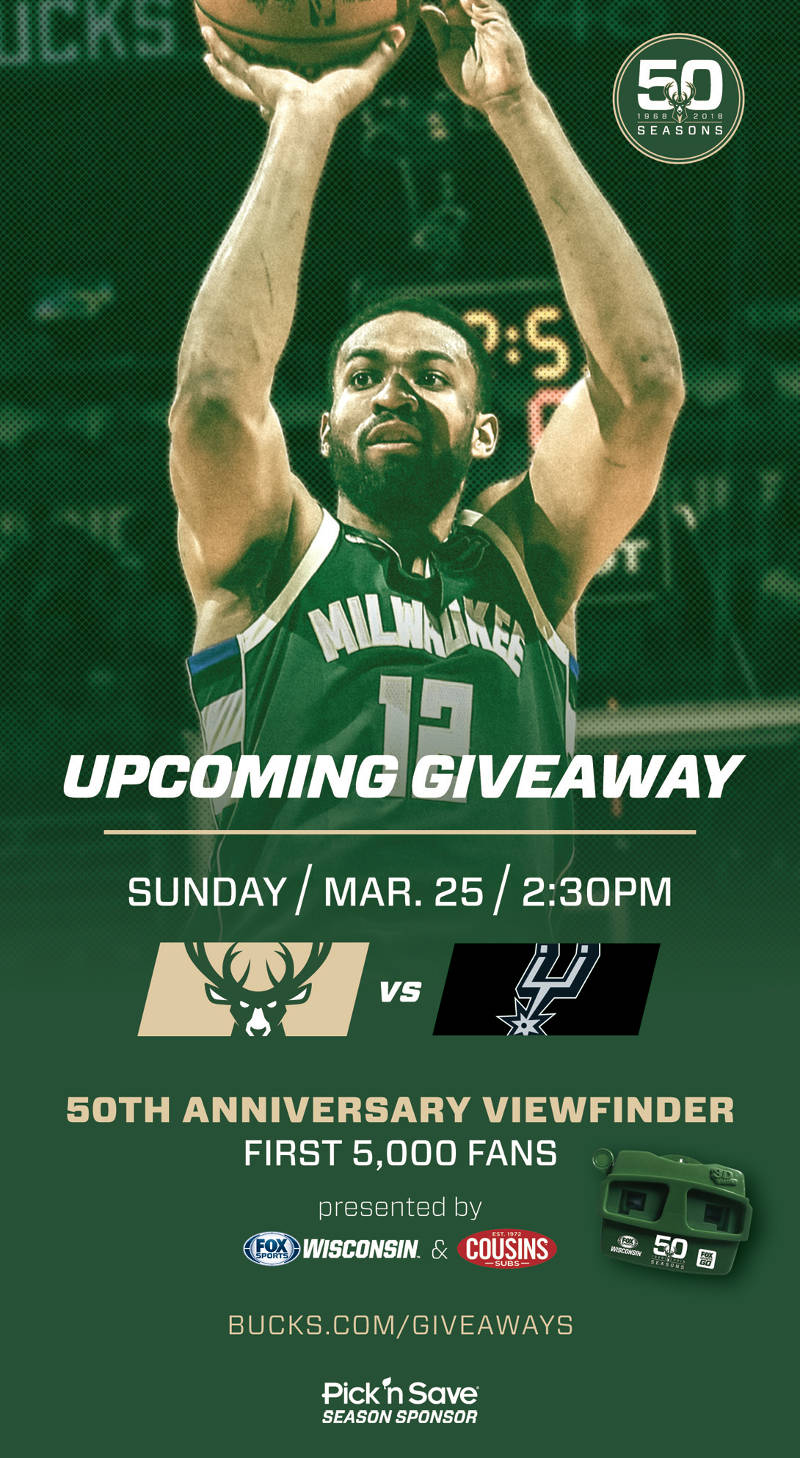 50th Anniversary Viewfinder Giveaway at Bucks Game on March 25th