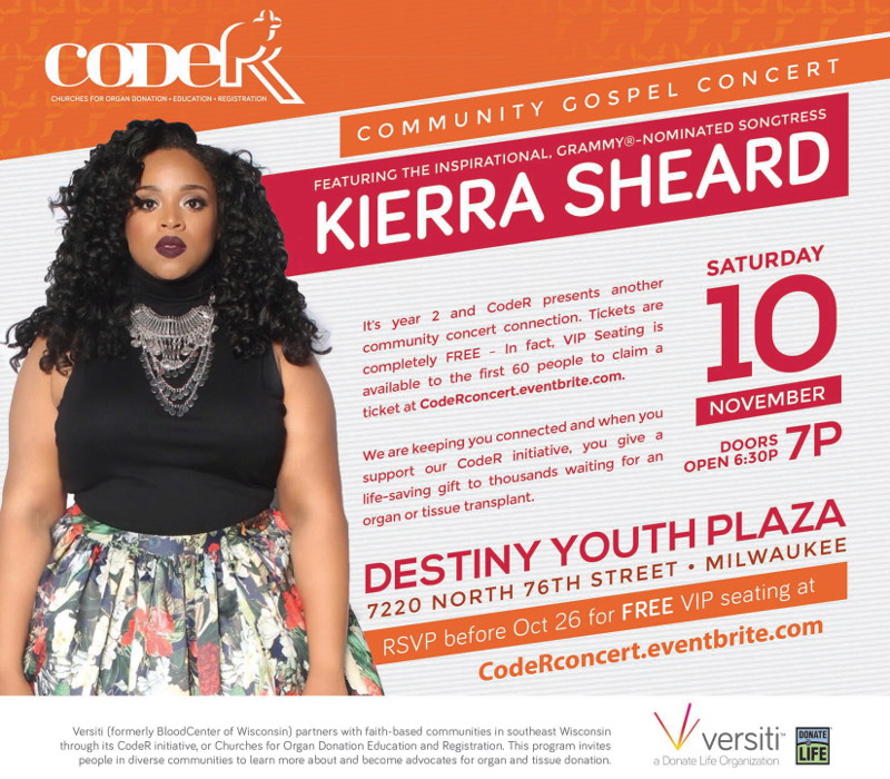 Community Gospel Concert Featuring Kierra Sheard on November 10