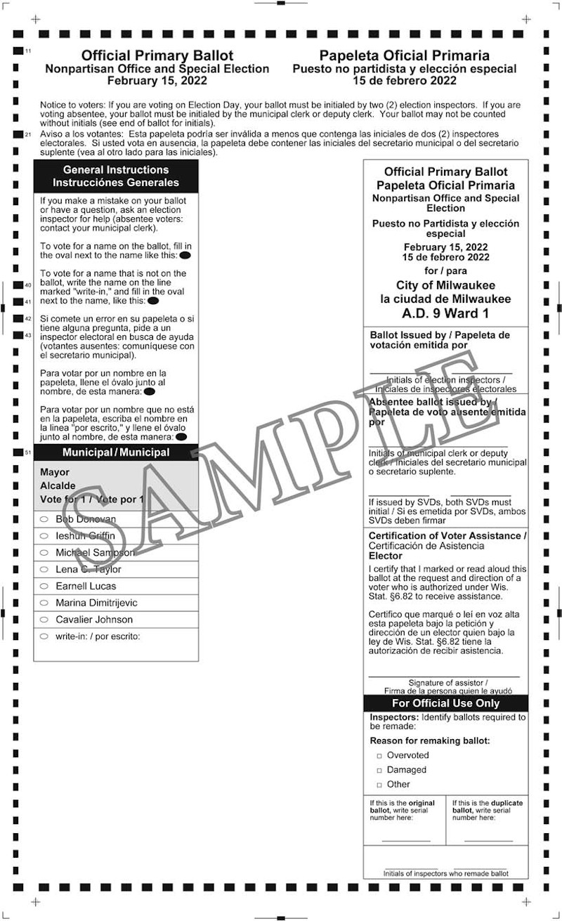 Notice of Special and Spring Primary Elections and Sample Ballot