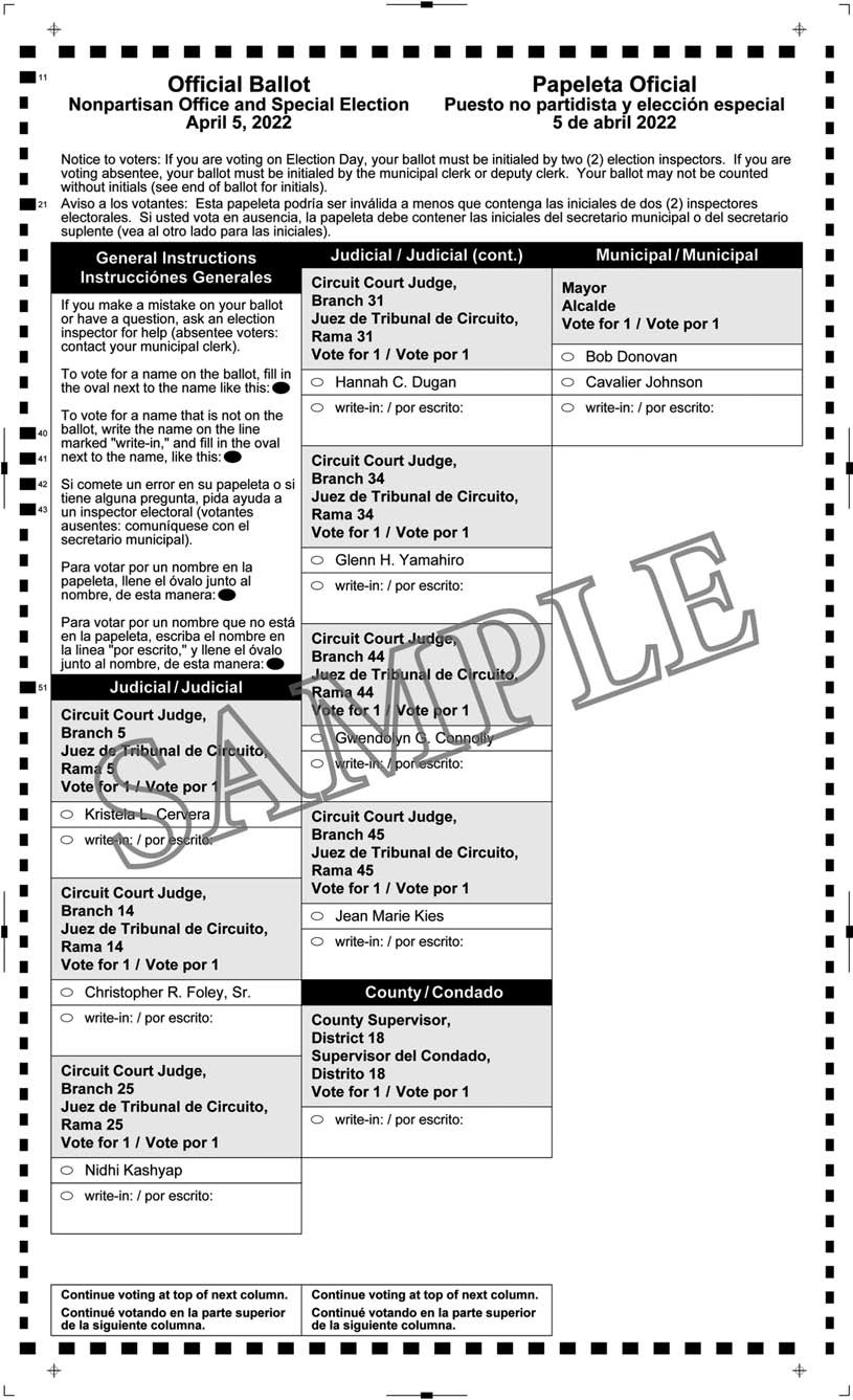 Notice of Spring and Special Election and Sample Ballot April 5, 2022